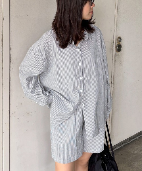ISOOK(アイスー)の「【ISOOK / アイスー】ストライプシャツセットアップ / ワッシャー ストライプパンツ ショートパンツ 上下セット 夏 カジュアル ZOZOTOWN限定(セットアップ・レディース・ブルー/ネイビー/ピンク/ライトブルー・FREE)」の21枚目の写真