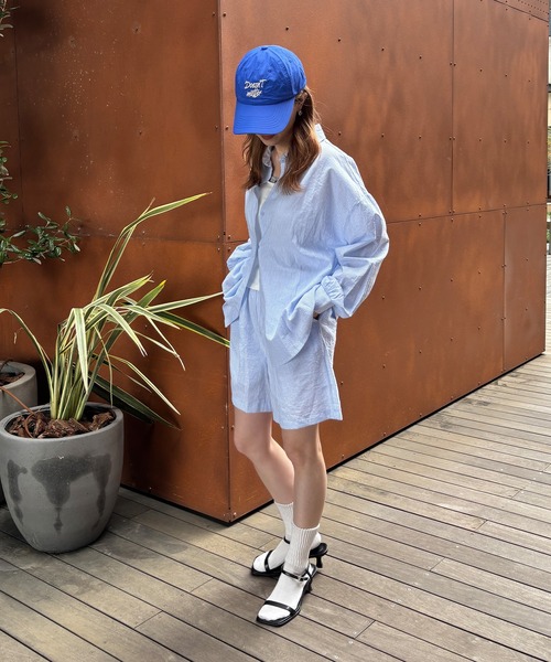 ISOOK(アイスー)の「【ISOOK / アイスー】ストライプシャツセットアップ / ワッシャー ストライプパンツ ショートパンツ 上下セット 夏 カジュアル ZOZOTOWN限定(セットアップ・レディース・ブルー/ネイビー/ピンク/ライトブルー・FREE)」の13枚目の写真
