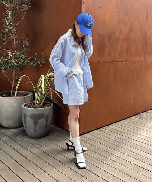 ISOOK(アイスー)の「【ISOOK / アイスー】ストライプシャツセットアップ / ワッシャー ストライプパンツ ショートパンツ 上下セット 夏 カジュアル ZOZOTOWN限定(セットアップ・レディース・ブルー/ネイビー/ピンク/ライトブルー・FREE)」の14枚目の写真