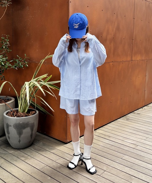 ISOOK(アイスー)の「【ISOOK / アイスー】ストライプシャツセットアップ / ワッシャー ストライプパンツ ショートパンツ 上下セット 夏 カジュアル ZOZOTOWN限定(セットアップ・レディース・ブルー/ネイビー/ピンク/ライトブルー・FREE)」の18枚目の写真