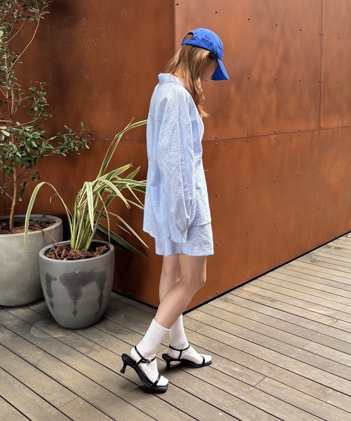 ISOOK(アイスー)の「【ISOOK / アイスー】ストライプシャツセットアップ / ワッシャー ストライプパンツ ショートパンツ 上下セット 夏 カジュアル ZOZOTOWN限定(セットアップ・レディース・ブルー/ネイビー/ピンク/ライトブルー・FREE)」の19枚目の写真