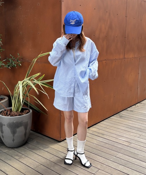 ISOOK(アイスー)の「【ISOOK / アイスー】ストライプシャツセットアップ / ワッシャー ストライプパンツ ショートパンツ 上下セット 夏 カジュアル ZOZOTOWN限定(セットアップ・レディース・ブルー/ネイビー/ピンク/ライトブルー・FREE)」の12枚目の写真