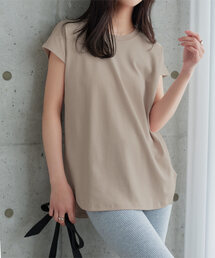 [ 接触冷感 ]　綿100%なめらかフレンチスリーブTシャツ