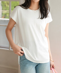 [ 接触冷感 ]　綿100%なめらかフレンチスリーブTシャツ