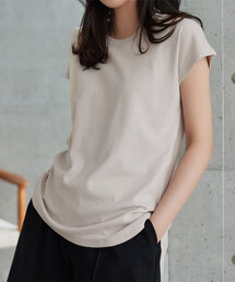 [ 接触冷感 ]　綿100%なめらかフレンチスリーブTシャツ