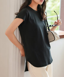 [ 接触冷感 ]　綿100%なめらかフレンチスリーブTシャツ