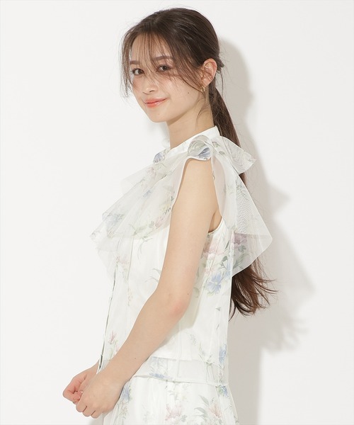 WILLSELECTION（ウィルセレクション）の「フラワーメッシュラッフルブラウス（シャツ/ブラウス・レディース・ネイビー/ピンク/ホワイト/サックスブルー・FREE）」の8枚目の写真