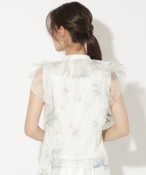 WILLSELECTION（ウィルセレクション）の「フラワーメッシュラッフルブラウス（シャツ/ブラウス・レディース・ネイビー/ピンク/ホワイト/サックスブルー・FREE）」の9枚目の写真
