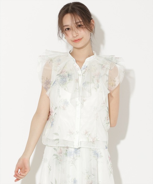 WILLSELECTION（ウィルセレクション）の「フラワーメッシュラッフルブラウス（シャツ/ブラウス・レディース・ネイビー/ピンク/ホワイト/サックスブルー・FREE）」の10枚目の写真
