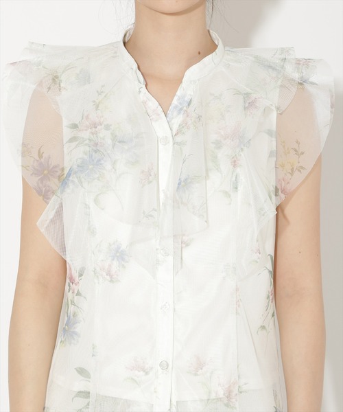 WILLSELECTION（ウィルセレクション）の「フラワーメッシュラッフルブラウス（シャツ/ブラウス・レディース・ネイビー/ピンク/ホワイト/サックスブルー・FREE）」の11枚目の写真
