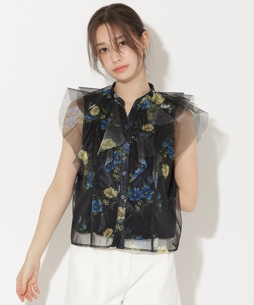 WILLSELECTION（ウィルセレクション）の「フラワーメッシュラッフルブラウス（シャツ/ブラウス・レディース・ネイビー/ピンク/ホワイト/サックスブルー・FREE）」の19枚目の写真