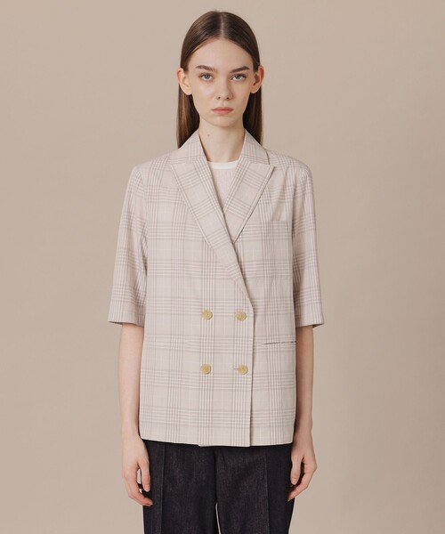 MACKINTOSH LONDON(マッキントッシュ ロンドン)の「ハイカウントエンザイムジャケット(テーラードジャケット・レディース・ベージュ/チャコールグレー・38/40)」の14枚目の写真
