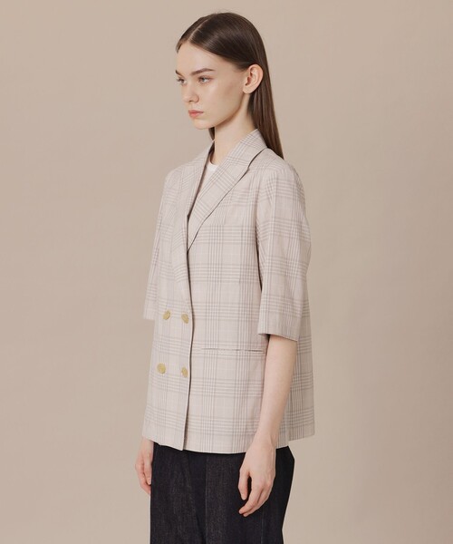MACKINTOSH LONDON(マッキントッシュ ロンドン)の「ハイカウントエンザイムジャケット(テーラードジャケット・レディース・ベージュ/チャコールグレー・38/40)」の5枚目の写真