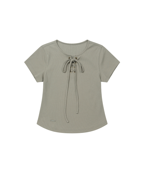 SECONDMONO（セカンドモノローグ）の「Lace-Up Rib Slim Tee [DTBEIGE]_SEWTS035DTBEIGE（Tシャツ/カットソー・レディース・その他・F）」の3枚目の写真