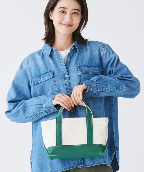 L.L.Bean(エルエルビーン)の「ボート・アンド・トート、ミニ(トートバッグ・レディース・ネイビー/アイボリー/グリーン・REGULAR)」の3枚目の写真
