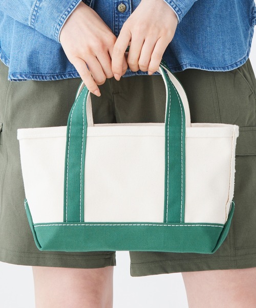 L.L.Bean(エルエルビーン)の「ボート・アンド・トート、ミニ(トートバッグ・レディース・ネイビー/アイボリー/グリーン・REGULAR)」の18枚目の写真