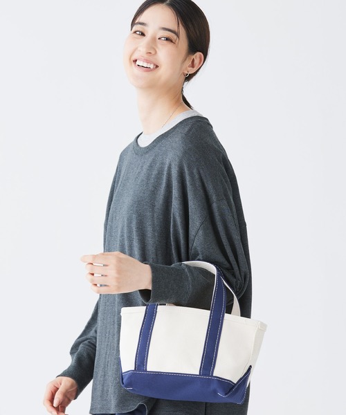 L.L.Bean(エルエルビーン)の「ボート・アンド・トート、ミニ(トートバッグ・レディース・ネイビー/アイボリー/グリーン・REGULAR)」の22枚目の写真