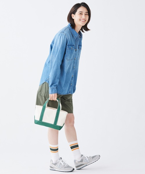 L.L.Bean(エルエルビーン)の「ボート・アンド・トート、ミニ(トートバッグ・レディース・ネイビー/アイボリー/グリーン・REGULAR)」の19枚目の写真