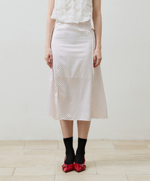 TINY DOT SLIT SKIRT / RED