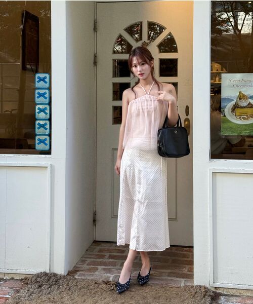 ARI(アリ)の「TINY DOT SLIT SKIRT / RED(スカート・レディース・レッド・SMALL/MEDIUM)」の6枚目の写真