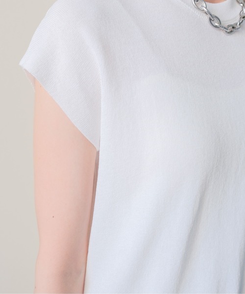 DOLLUPOOPS(ドールアップウップス)の「Tulle Frill Docking Ribbed Knit Top(チュールフリルドッキングトップス)(ニット/セーター・レディース・オフホワイト/ブラック・FREE)」の8枚目の写真