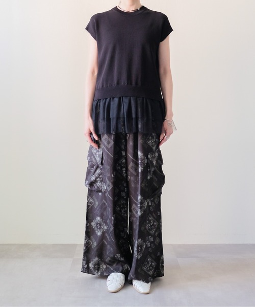 DOLLUPOOPS(ドールアップウップス)の「Tulle Frill Docking Ribbed Knit Top(チュールフリルドッキングトップス)(ニット/セーター・レディース・オフホワイト/ブラック・FREE)」の19枚目の写真