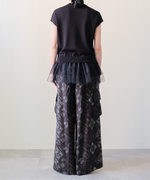 DOLLUPOOPS(ドールアップウップス)の「Tulle Frill Docking Ribbed Knit Top(チュールフリルドッキングトップス)(ニット/セーター・レディース・オフホワイト/ブラック・FREE)」の21枚目の写真