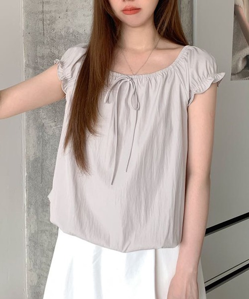 Chiina（チーナ）の「【Chiina】フリルスリーブフェミニントップス（Tシャツ/カットソー・レディース・ホワイト/グレー/ピンク・FREE）」の14枚目の写真