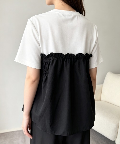 Miniministore(ミニミニストア)の「シャーリングドッキング半袖プルオーバー夏(Tシャツ/カットソー・レディース・ブラック/ブラウン・FREE)」の9枚目の写真