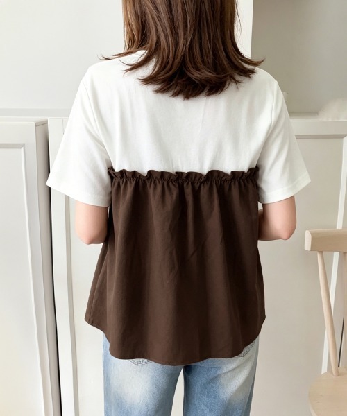 Miniministore(ミニミニストア)の「シャーリングドッキング半袖プルオーバー夏(Tシャツ/カットソー・レディース・ブラック/ブラウン・FREE)」の15枚目の写真