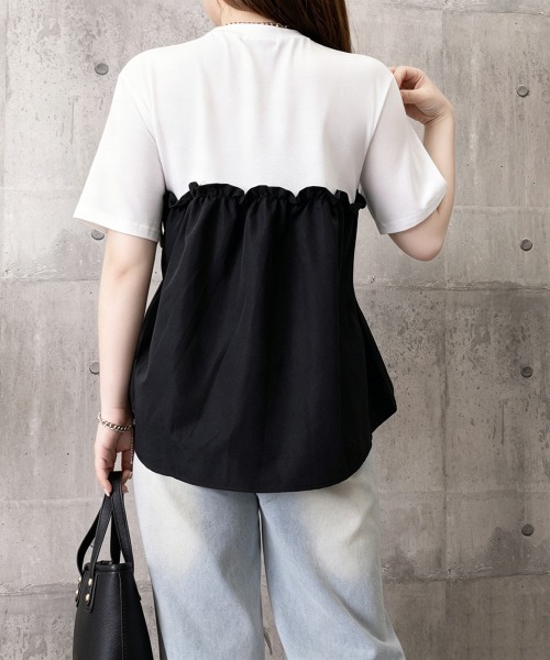 Miniministore(ミニミニストア)の「シャーリングドッキング半袖プルオーバー夏(Tシャツ/カットソー・レディース・ブラック/ブラウン・FREE)」の18枚目の写真