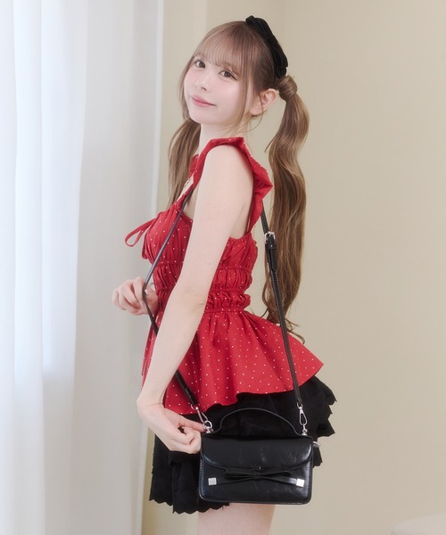Rmine(アールマイン)の「リボンフラップ ショルダーバッグ(ショルダーバッグ・レディース・アイボリー/ブルー/ピンク/ブラック・FREE)」の9枚目の写真