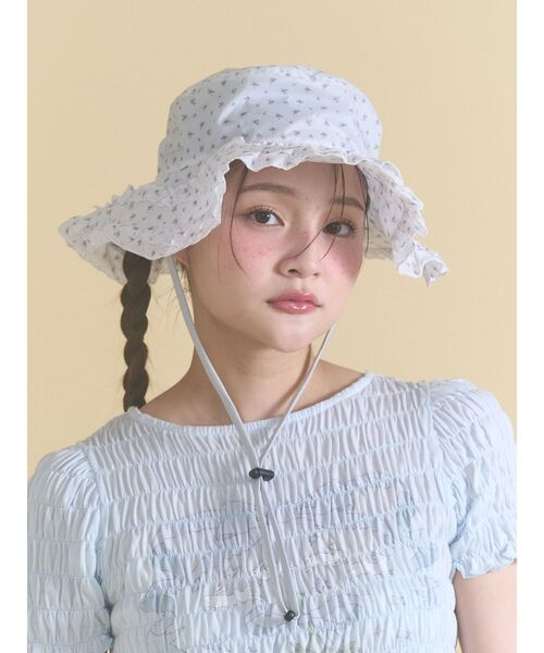 merry jenny(メリージェニー)の「frill nylon hat(ハット・レディース・オフホワイト/カーキ/ブラック・FREE)」の1枚目の写真