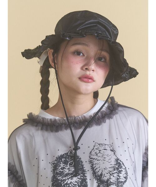 merry jenny(メリージェニー)の「frill nylon hat(ハット・レディース・オフホワイト/カーキ/ブラック・FREE)」の6枚目の写真