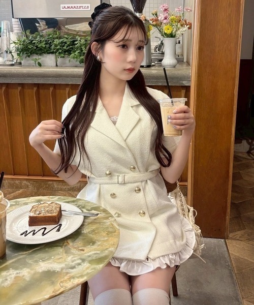 one after another NICE CLAUP(ワンアフターアナザーナイスクラップ)の「【ohana企画】ジャケットミニワンピース(ワンピース・レディース・ブラック/グレー系その他/アイボリー・FREE)」の12枚目の写真