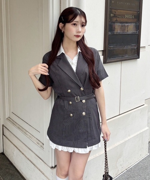 one after another NICE CLAUP(ワンアフターアナザーナイスクラップ)の「【ohana企画】ジャケットミニワンピース(ワンピース・レディース・ブラック/グレー系その他/アイボリー・FREE)」の18枚目の写真