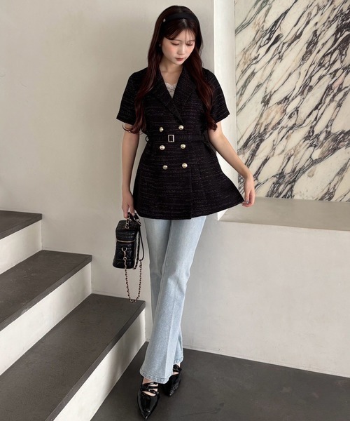 one after another NICE CLAUP(ワンアフターアナザーナイスクラップ)の「【ohana企画】ジャケットミニワンピース(ワンピース・レディース・ブラック/グレー系その他/アイボリー・FREE)」の22枚目の写真