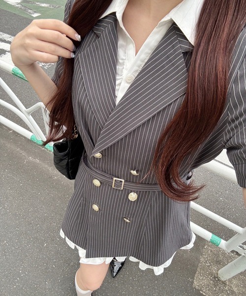 one after another NICE CLAUP(ワンアフターアナザーナイスクラップ)の「【ohana企画】ジャケットミニワンピース(ワンピース・レディース・ブラック/グレー系その他/アイボリー・FREE)」の19枚目の写真