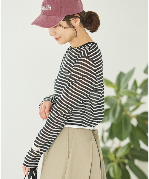 JOURNAL STANDARD(ジャーナルスタンダード)の「CPシアースキンロング Tシャツ(Tシャツ/カットソー・レディース・ホワイト/レッド/ブラック系その他/ダークブルー・FREE)」の5枚目の写真