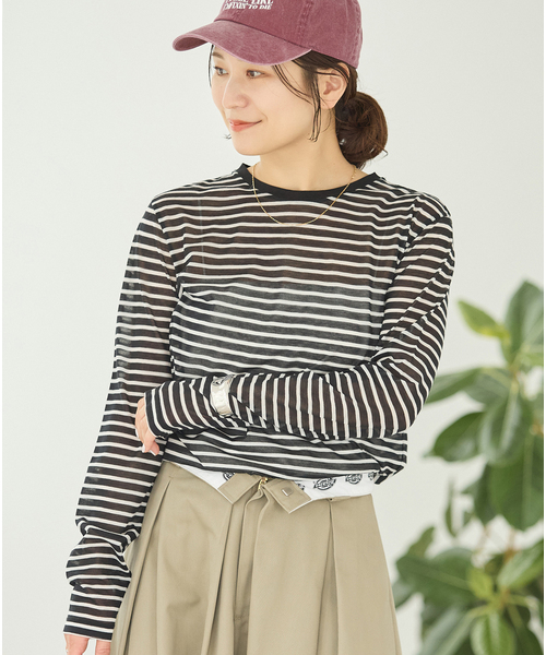 JOURNAL STANDARD(ジャーナルスタンダード)の「CPシアースキンロング Tシャツ(Tシャツ/カットソー・レディース・ホワイト/レッド/ブラック系その他/ダークブルー・FREE)」の6枚目の写真