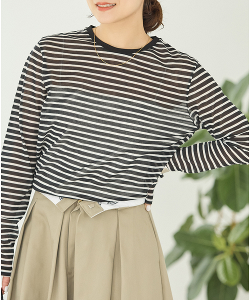 JOURNAL STANDARD(ジャーナルスタンダード)の「CPシアースキンロング Tシャツ(Tシャツ/カットソー・レディース・ホワイト/レッド/ブラック系その他/ダークブルー・FREE)」の8枚目の写真