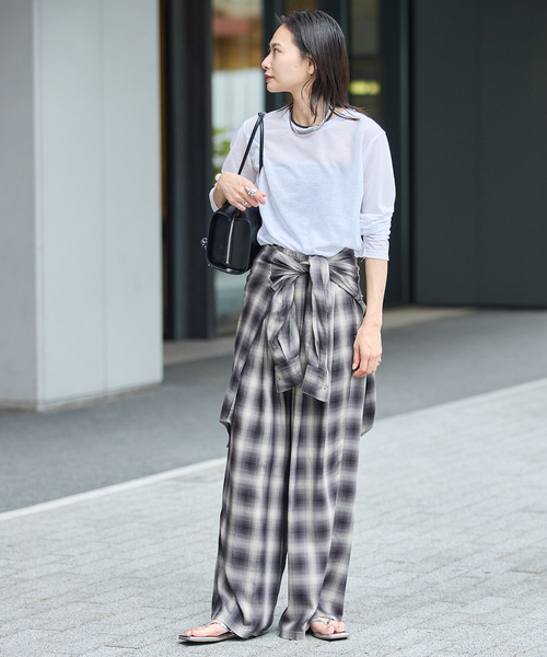 JOURNAL STANDARD(ジャーナルスタンダード)の「CPシアースキンロング Tシャツ(Tシャツ/カットソー・レディース・ホワイト/レッド/ブラック系その他/ダークブルー・FREE)」の10枚目の写真