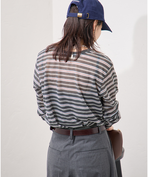 JOURNAL STANDARD(ジャーナルスタンダード)の「CPシアースキンロング Tシャツ(Tシャツ/カットソー・レディース・ホワイト/レッド/ブラック系その他/ダークブルー・FREE)」の19枚目の写真