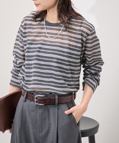JOURNAL STANDARD(ジャーナルスタンダード)の「CPシアースキンロング Tシャツ(Tシャツ/カットソー・レディース・ホワイト/レッド/ブラック系その他/ダークブルー・FREE)」の21枚目の写真