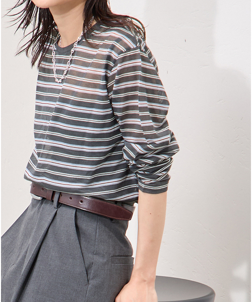 JOURNAL STANDARD(ジャーナルスタンダード)の「CPシアースキンロング Tシャツ(Tシャツ/カットソー・レディース・ホワイト/レッド/ブラック系その他/ダークブルー・FREE)」の22枚目の写真