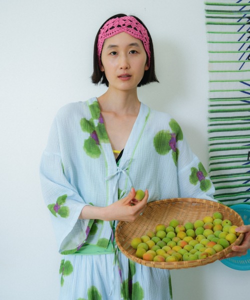 PAMM(パム)の「庭の花の半纏シャツ(カーディガン/ボレロ・レディース・ブルー系/グリーン系・2/1)」の2枚目の写真