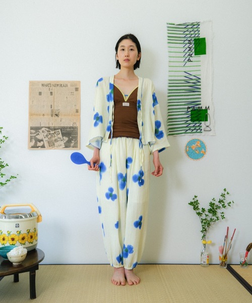 PAMM(パム)の「庭の花の半纏シャツ(カーディガン/ボレロ・レディース・ブルー系/グリーン系・2/1)」の6枚目の写真
