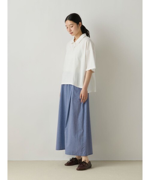 MidiUmi（ミディウミ）の「MidiUmi シャンブレータックスカート（スカート・レディース・オフホワイト/ライトブルー/ホワイト系その他/ブラック系その他/ネイビー・FREE）」の14枚目の写真