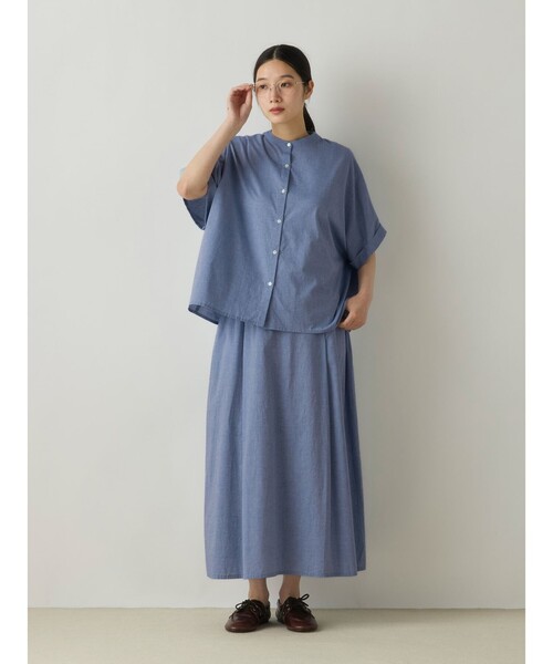 MidiUmi（ミディウミ）の「MidiUmi シャンブレータックスカート（スカート・レディース・オフホワイト/ライトブルー/ホワイト系その他/ブラック系その他/ネイビー・FREE）」の21枚目の写真