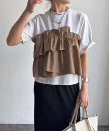 WEB限定】レース×オーガンジーフリルプルオーバー（Tシャツ/カットソー